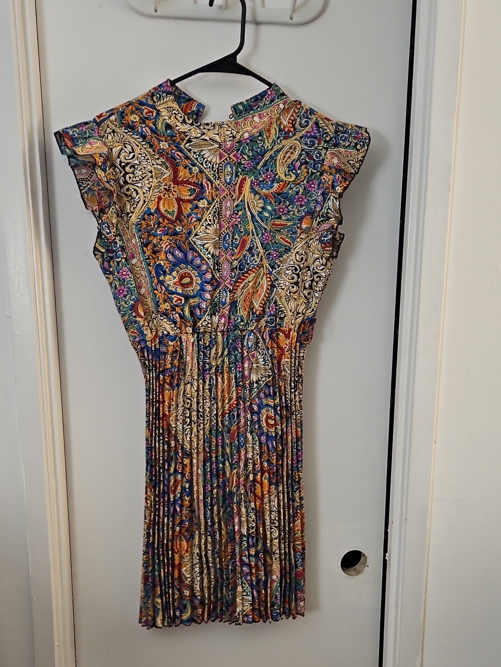 Shein Multicolor Paisley Pleated Midi Dress